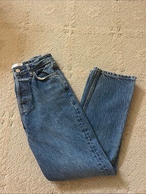 Reformation Cynthia High Rise Straight Cropped Jeans Blue - Size 24 short
